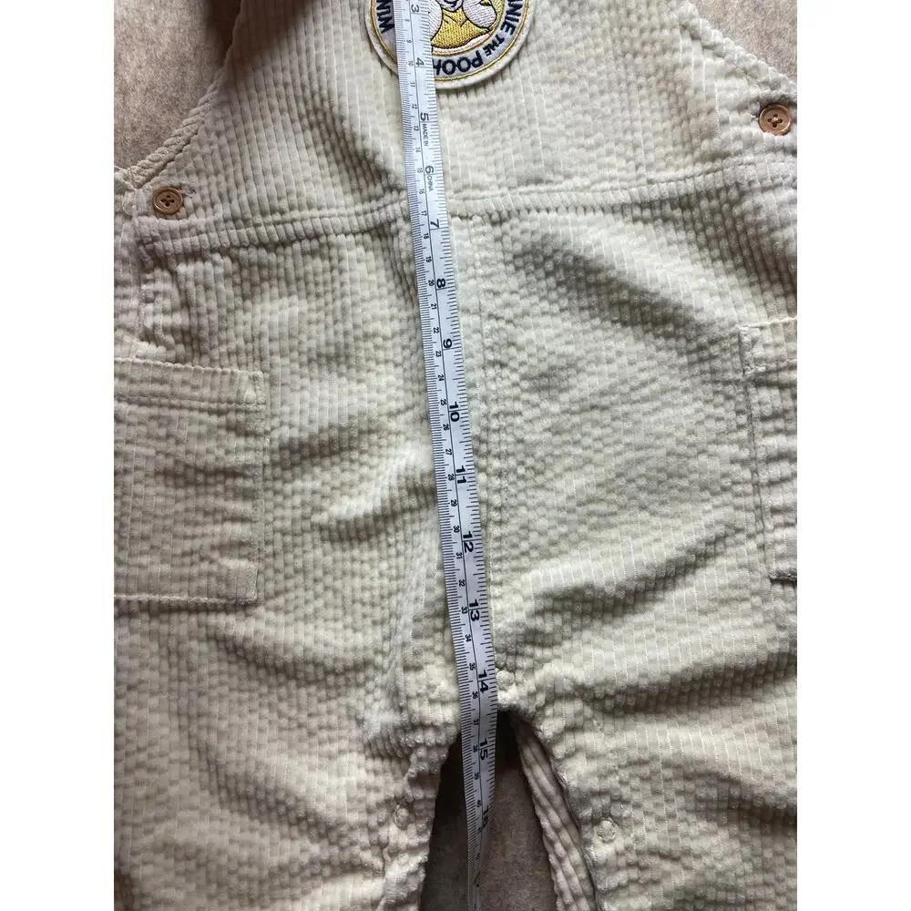 Vtg Disney Baby Winnie the Pooh Corduroy Cream Colored Overalls Size 24 months